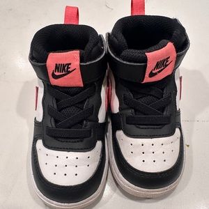 Nike high top for toddler black and pink 6c